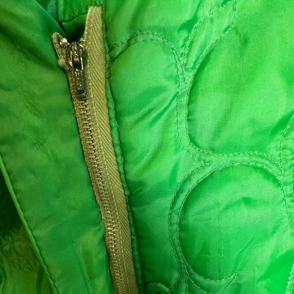 VINTAGE Unbranded Quilted Zip Front Robe Mandarin Collar Pockets, Green | Sz S/M - Picture 4 of 16